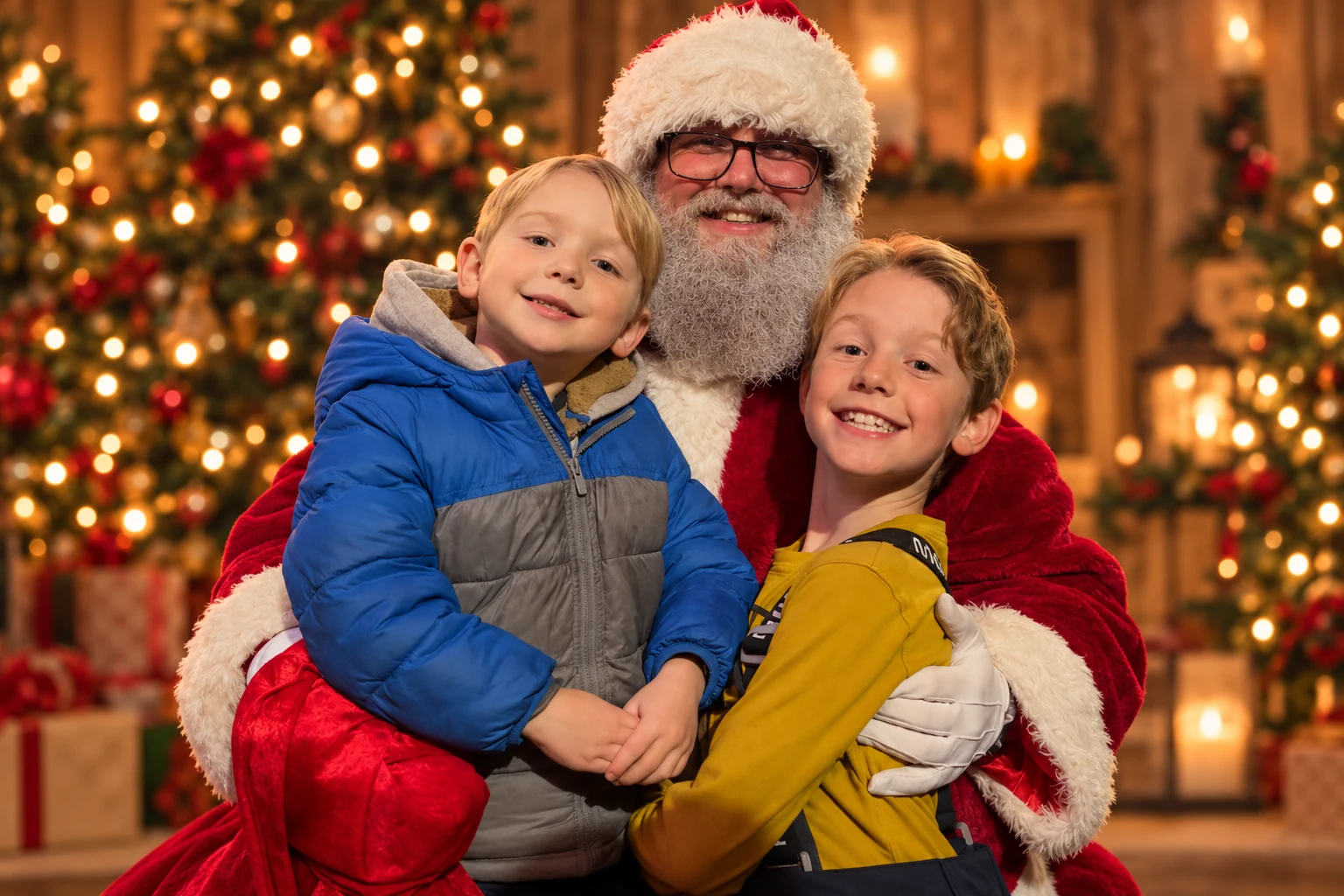 Santa Bryce sharing a smile with two boys